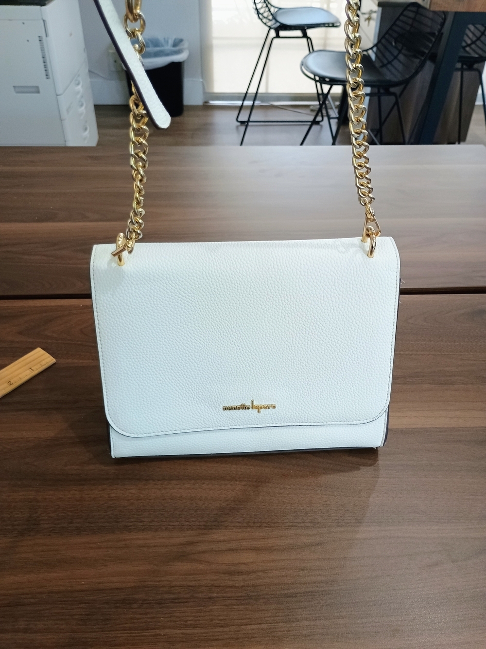 Nanette Lepore White Crossbody Bag with Gold Chain